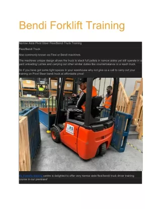 Bendi Forklift Training