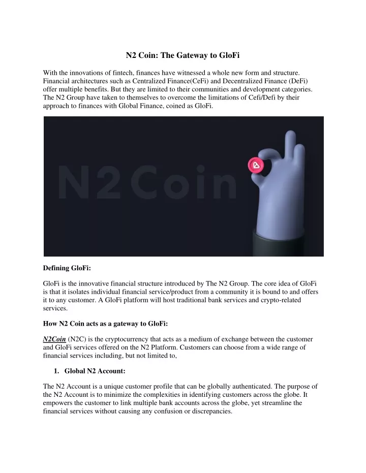 n2 coin the gateway to glofi