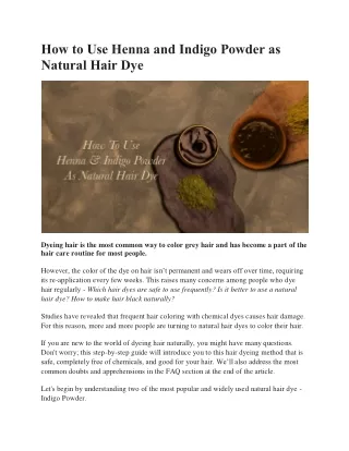 How to Use Henna and Indigo Powder as Natural Hair Dye