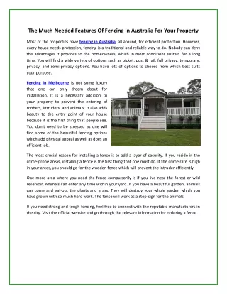 the much needed features of fencing in australia
