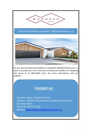 Architectural builders auckland | Maddrenhomes.co.nz
