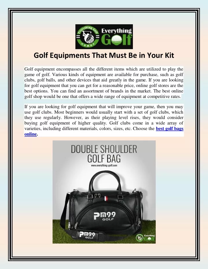 golf equipments that must be in your kit