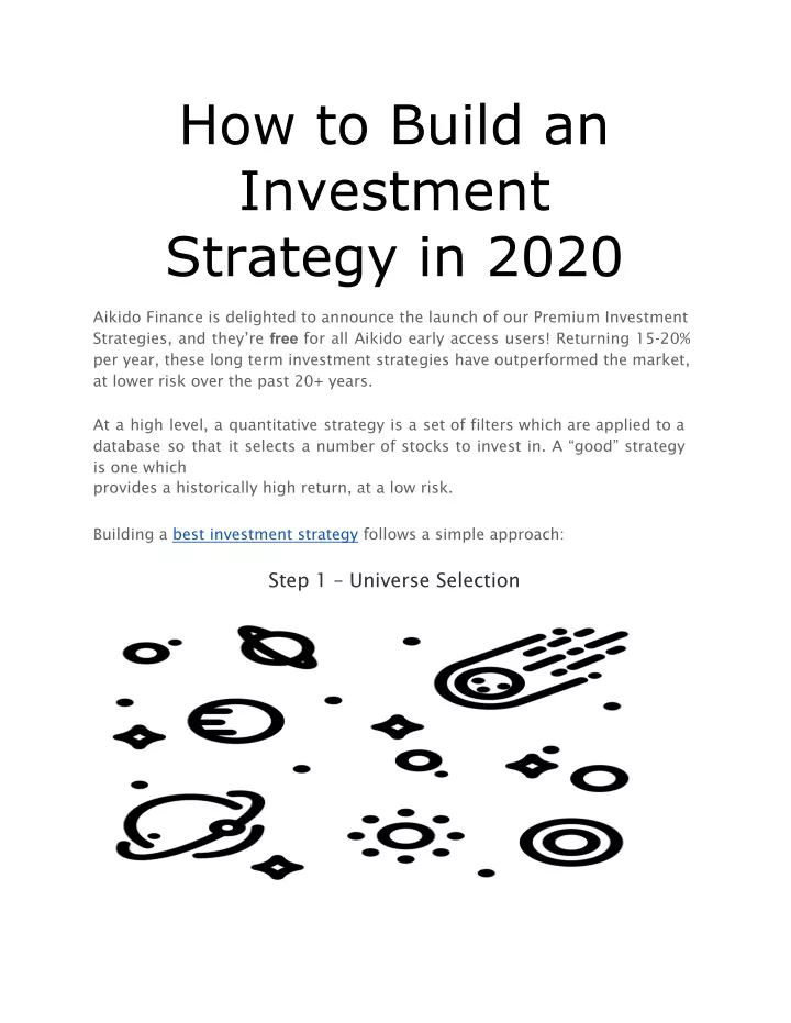 how to build an investment strategy in 2020