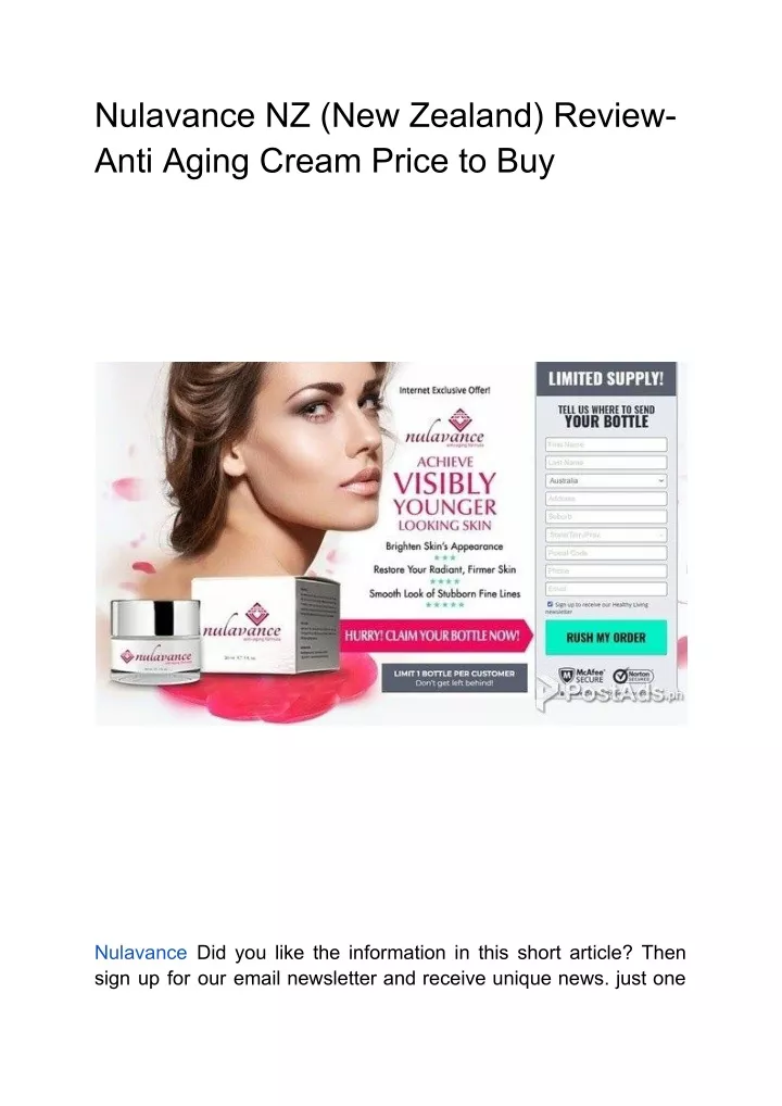 nulavance nz new zealand review anti aging cream