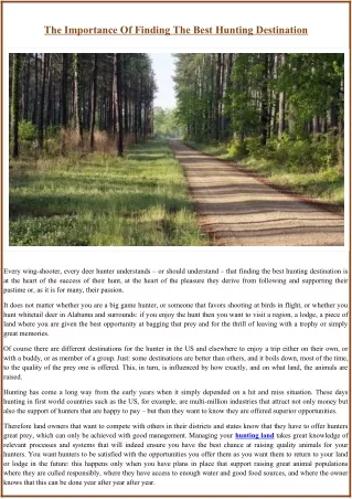 the importance of finding the best hunting