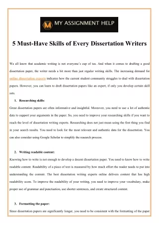 5 must have skills of every dissertation writers