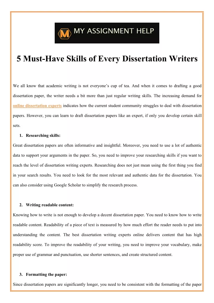 5 must have skills of every dissertation writers