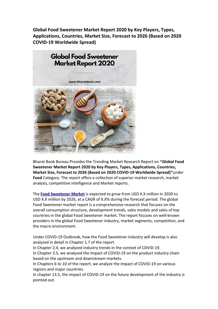 global food sweetener market report 2020