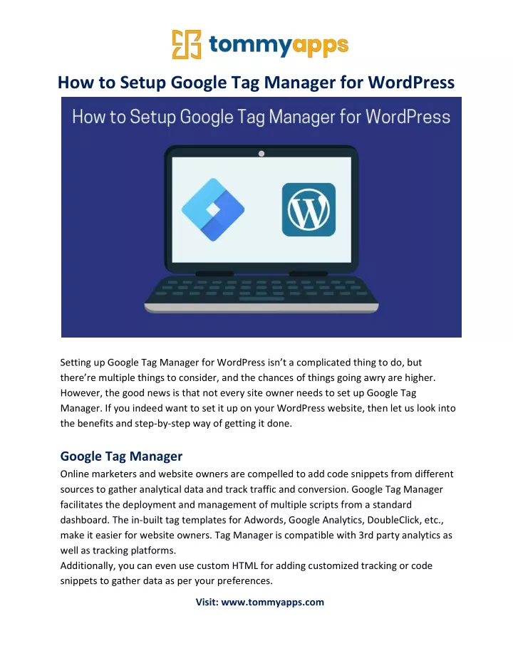 how to setup google tag manager for wordpress