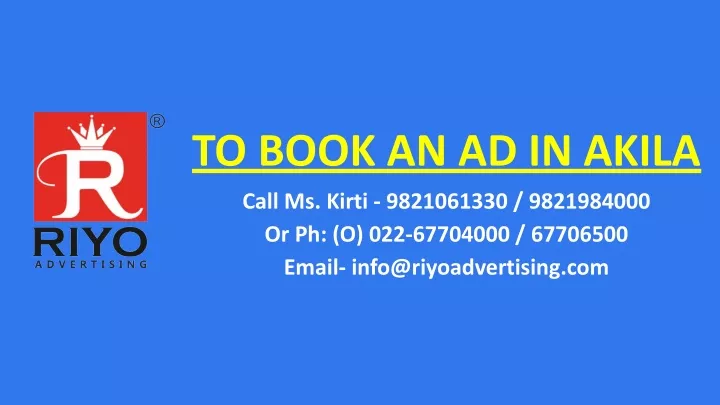 to book an ad in akila