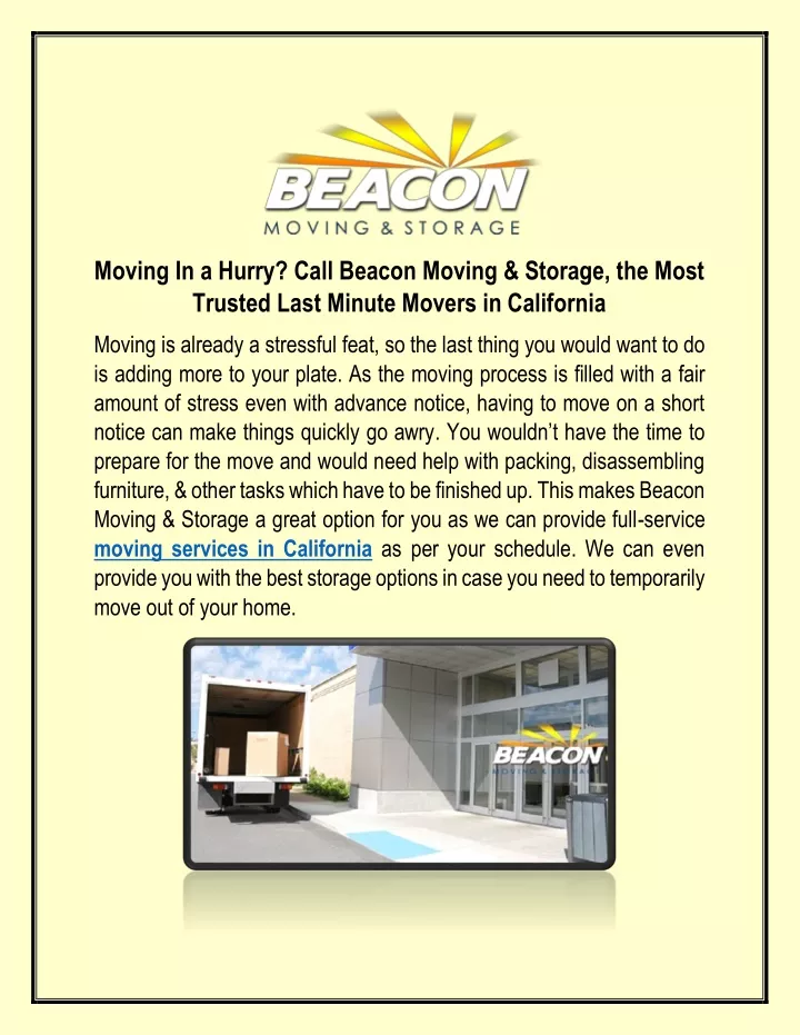 moving in a hurry call beacon moving storage