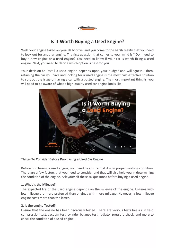 is it worth buying a used engine
