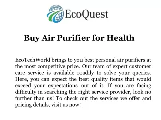 Buy Air Purifier for Health