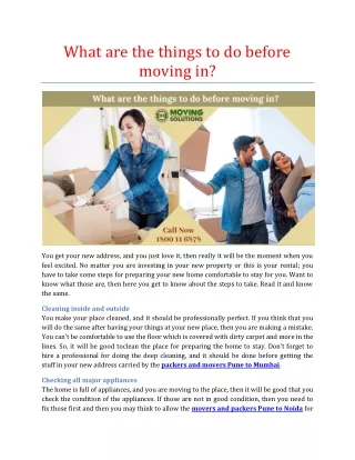 what are the things to do before moving in