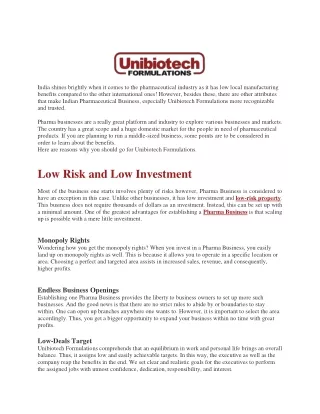 Top benefits of choosing Unibiotech Formulations