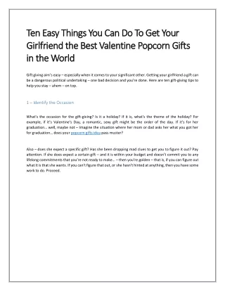 Ten Easy Things You Can Do To Get Your Girlfriend the Best Valentine Popcorn Gifts in the World