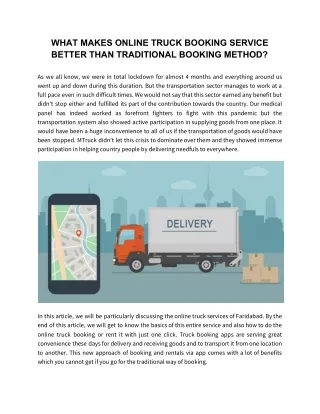 WHAT MAKES ONLINE TRUCK BOOKING SERVICE BETTER THAN TRADITIONAL BOOKING METHOD?
