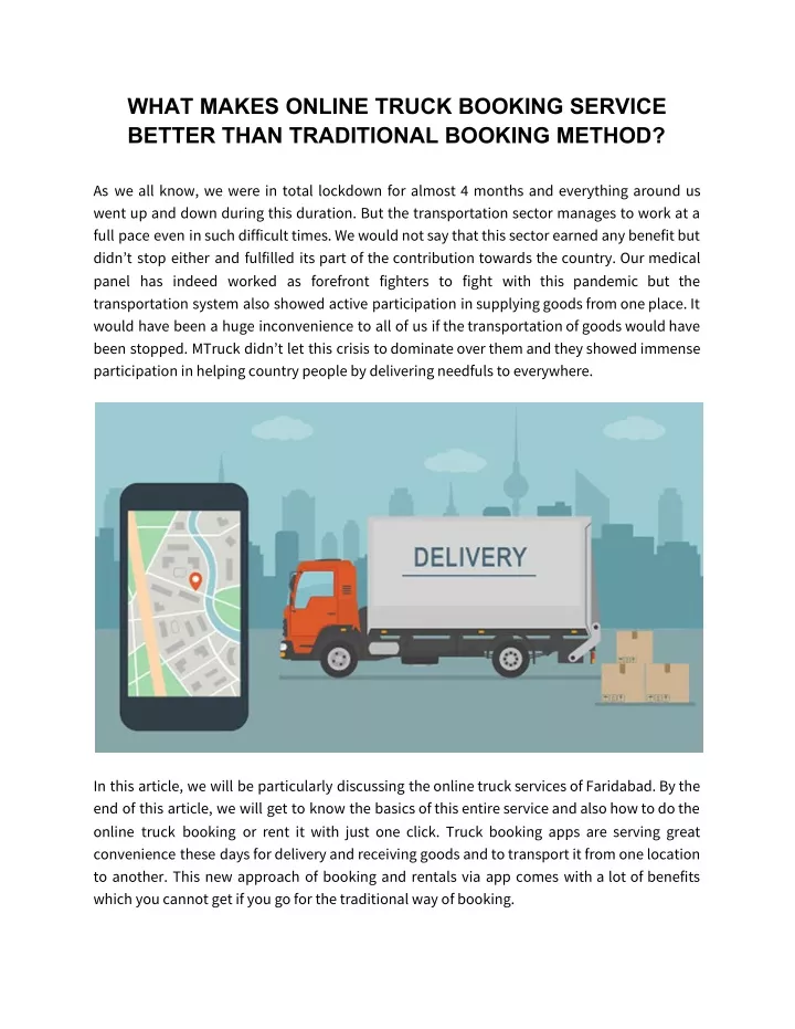 what makes online truck booking service better