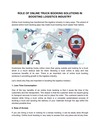 ROLE OF ONLINE TRUCK BOOKING SOLUTIONS IN BOOSTING LOGISTICS INDUSTRY