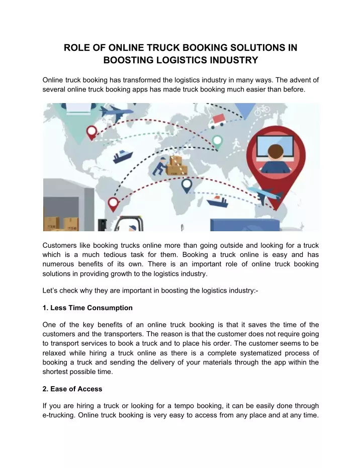 role of online truck booking solutions