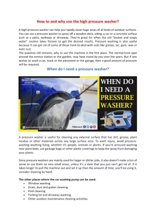 how to and why use the high pressure washer