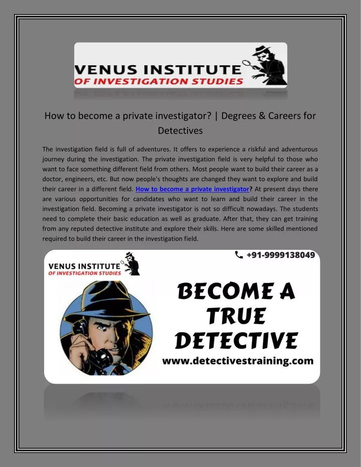 how to become a private investigator degrees