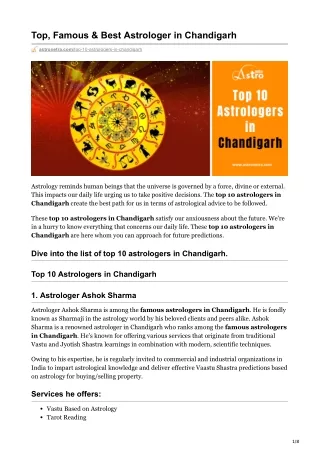 Top 10 Astrologer in Chandigarh, Best & Famous Astrologers Chandigarh List 2021
