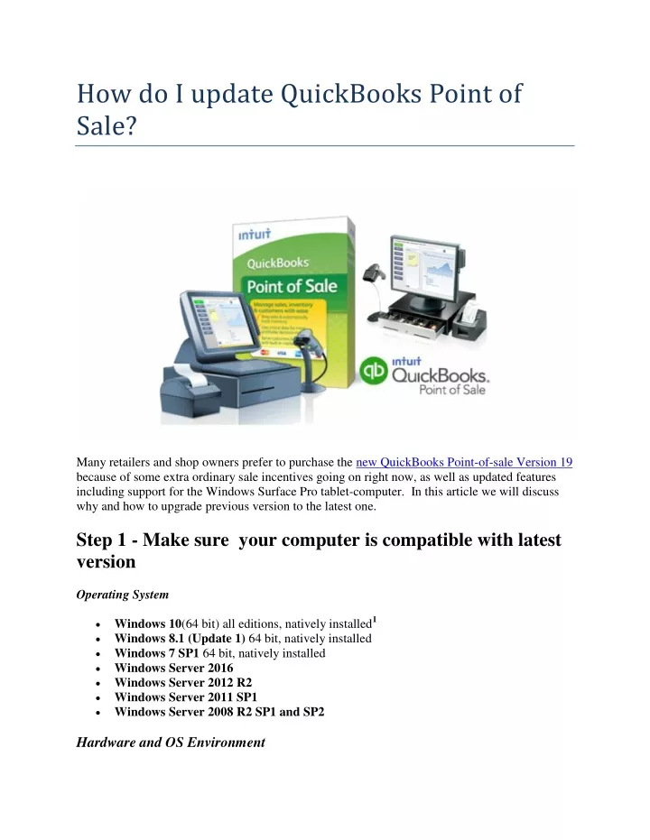 how do i update quickbooks point of sale