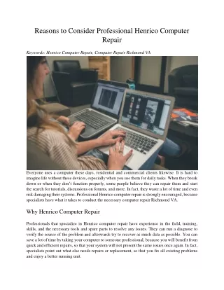 reasons to consider professional henrico computer