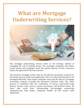 what are mortgage underwriting services