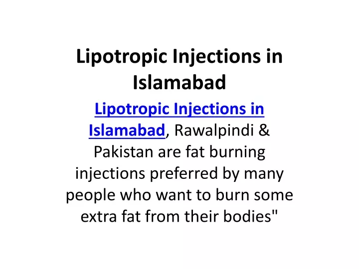 lipotropic injections in islamabad