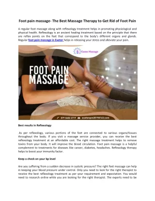 Foot pain massage- The Best Massage Therapy to Get Rid of Foot Pain