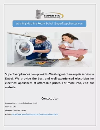 Washing Machine Repair Dubai |Superfixappliances.com