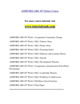 ABS 497  Education Organization- tutorialrank.com