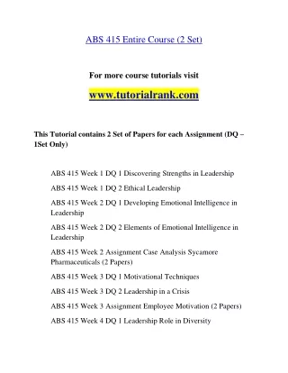 ABS 415  Education Organization- tutorialrank.com