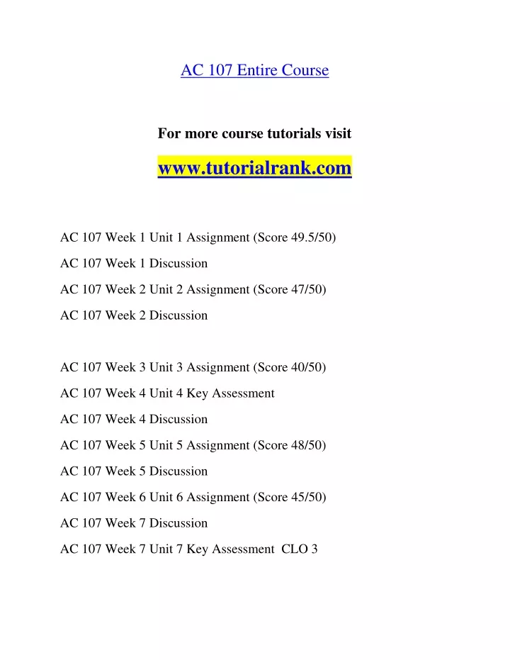 ac 107 entire course