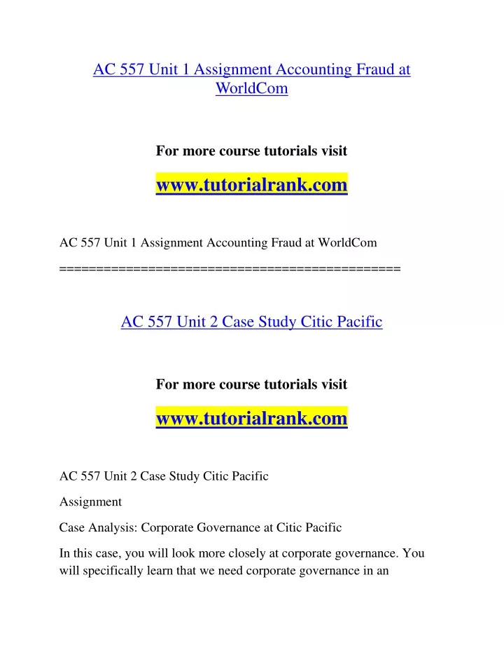 ac 557 unit 1 assignment accounting fraud