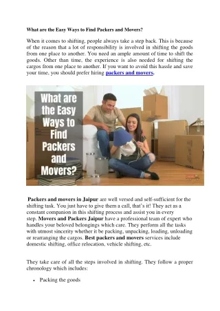 what are the easy ways to find packers and movers