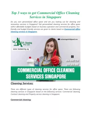 Top 3 ways to get Commercial Office Cleaning Services in Singapore