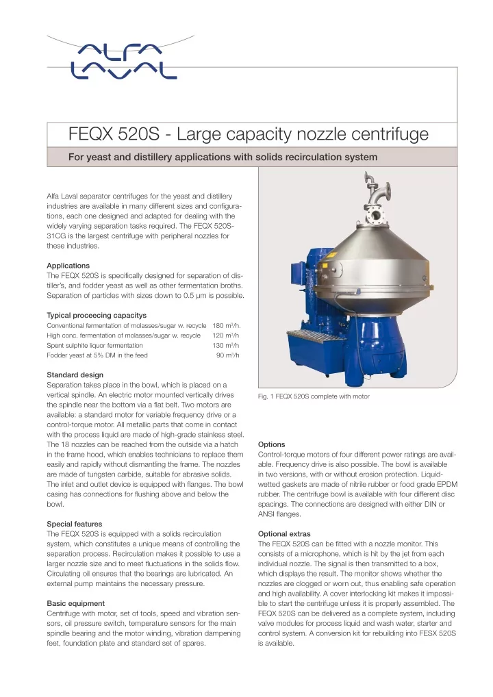 feqx 520s large capacity nozzle centrifuge
