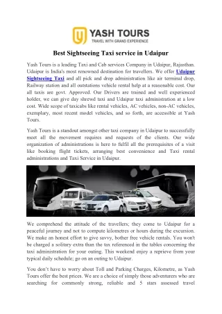best sightseeing taxi service in udaipur