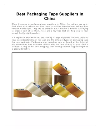 Best Packaging Tape Suppliers In China