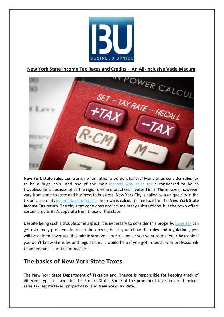 new york state income tax rates and credits