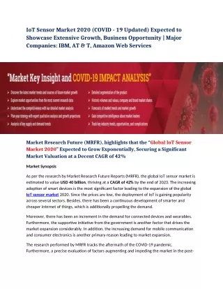 iot sensor market 2020 covid 19 updated expected