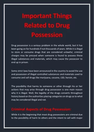 important things related to drug possession