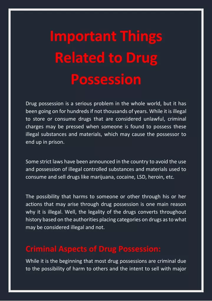 important things related to drug possession