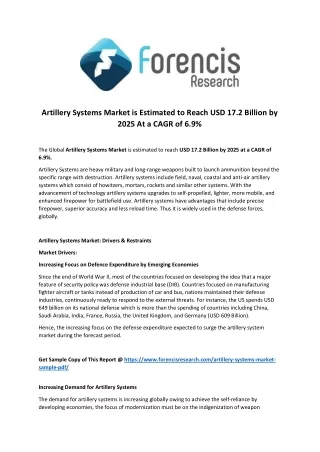 artillery systems market is estimated to reach