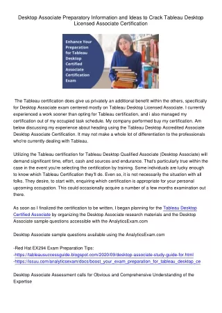 desktop associate preparatory information