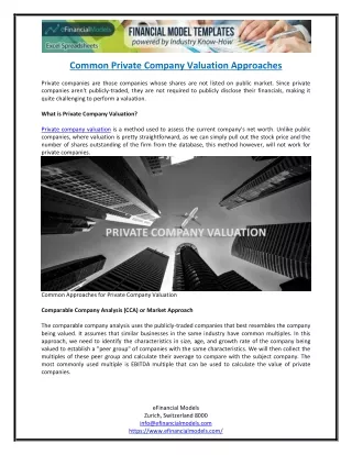Common Private Company Valuation Approaches