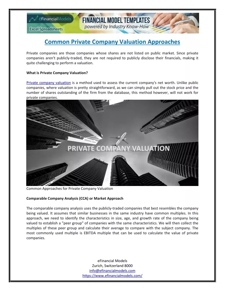 common private company valuation approaches